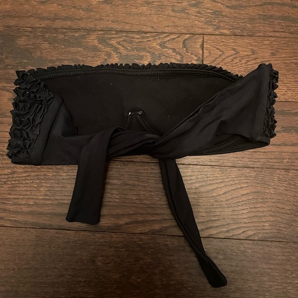 BCBG MAXAZRIA Swim Black Ruffle Tube Bikini Bathing suit Top - Picture 7 of 8